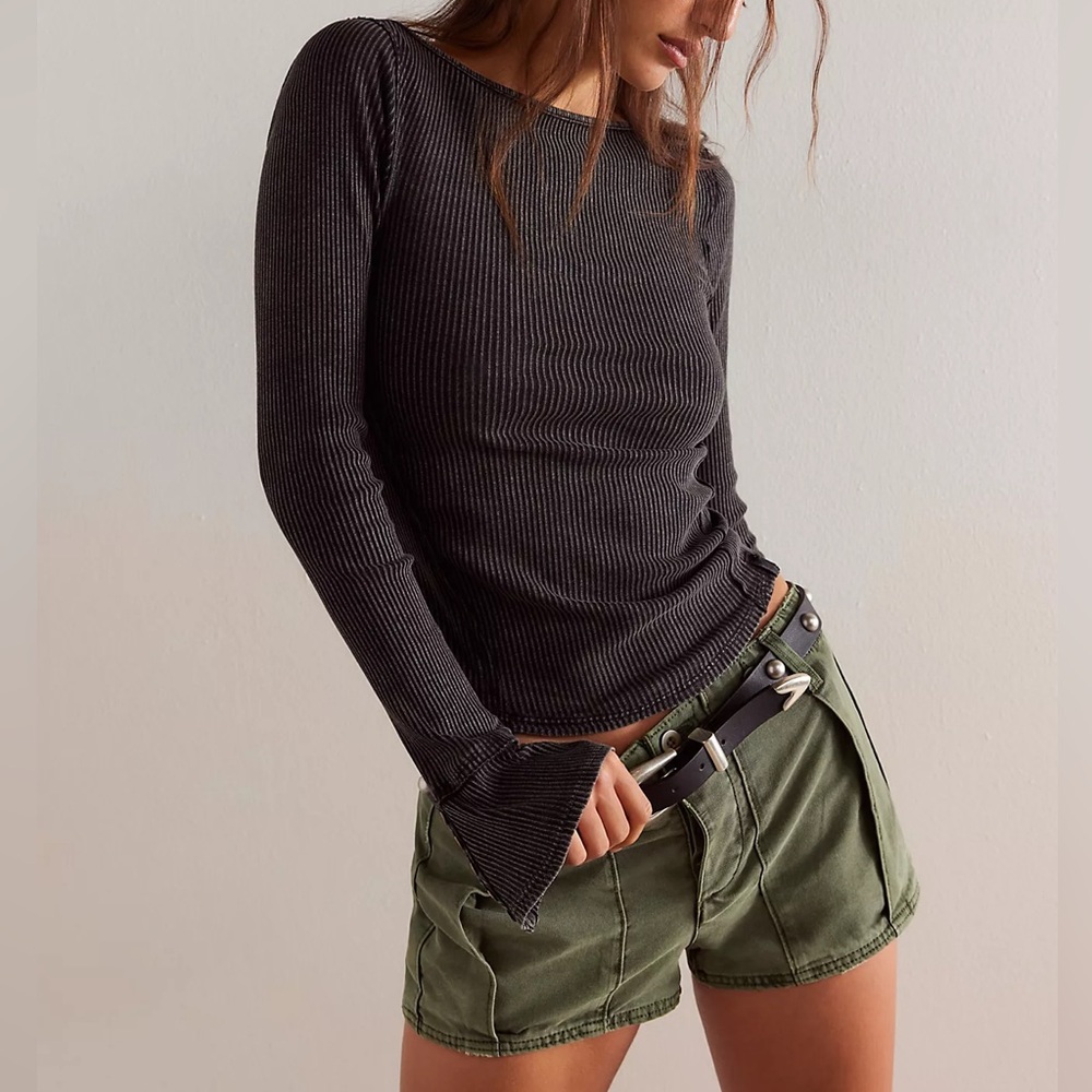 FREE PEOPLE We The Free Soul Sister Ribbed Top Black NWT Size XS - Picture 9 of 16